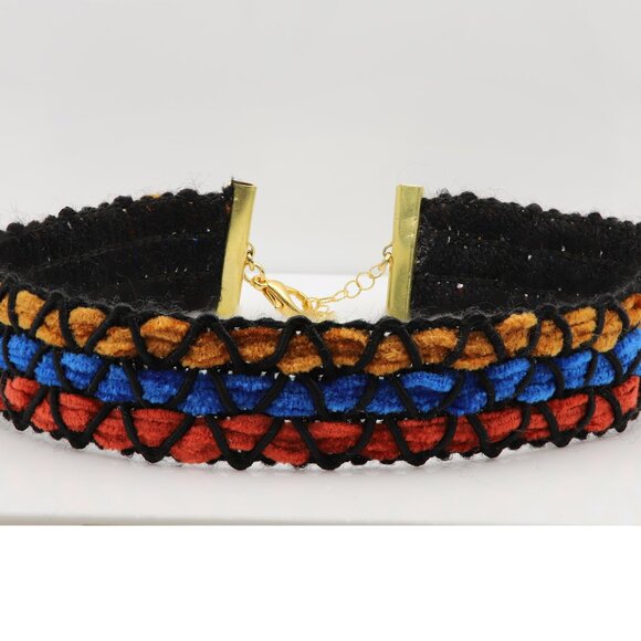 Fancy Choker Multi Color Adjustable Length Multi Colors Wide Trim chokers (#83) - Picture 11 of 11